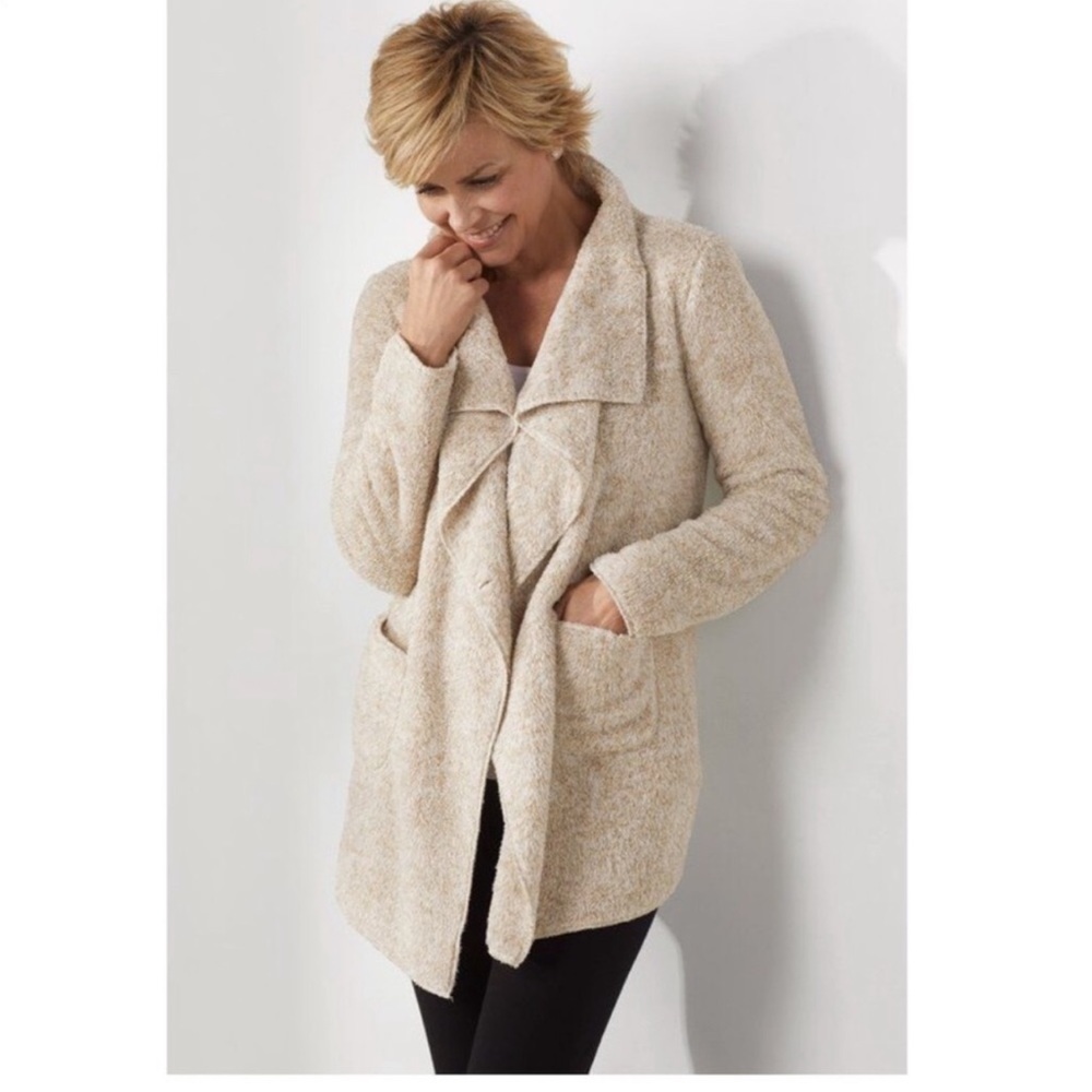 Hugs From Soft Surroundings Hug Me Cream Plush Cardigan size OS